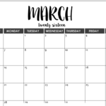 2016 March Month Blank Calender Printable Printable Calendar Templates