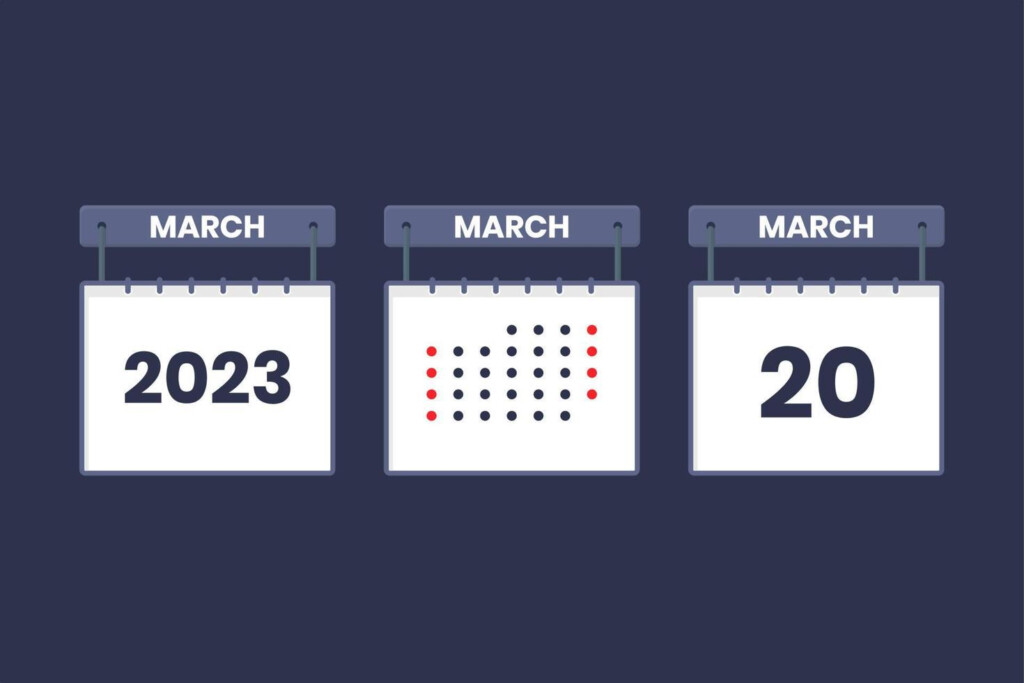 2023 Calendar Design March 20 Icon 20th March Calendar Schedule 