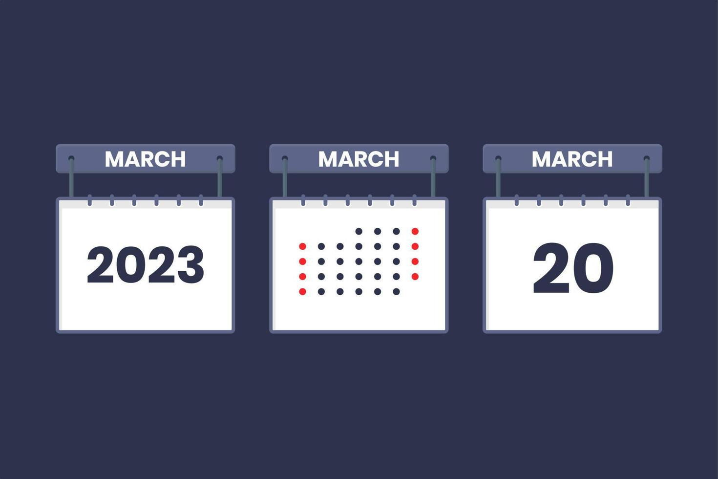 2023 Calendar Design March 20 Icon 20th March Calendar Schedule