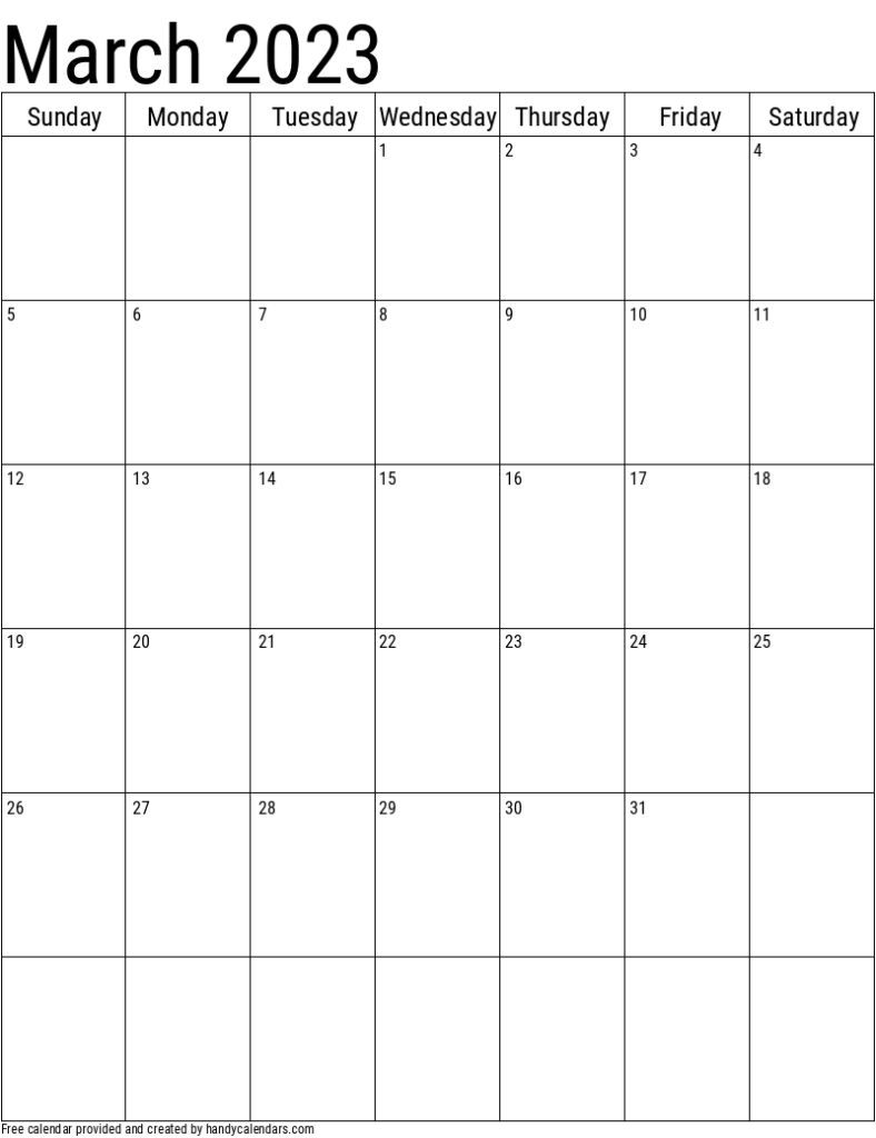 2023 March Calendars Handy Calendars