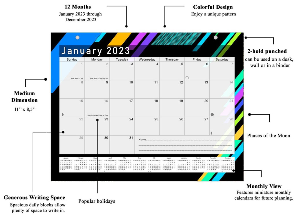 2023 Monthly Magnetic 12 Months Desktop Wall Calendar Planner 