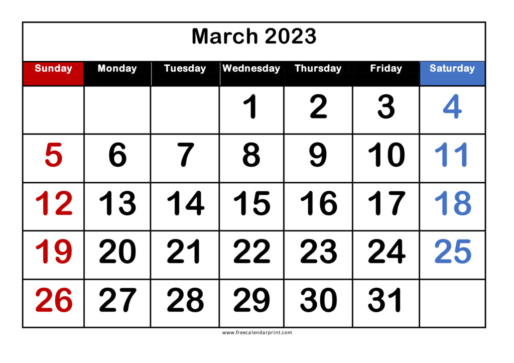 2023 Printable Calendar With Large Dates