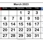 2023 Printable Calendar With Large Dates