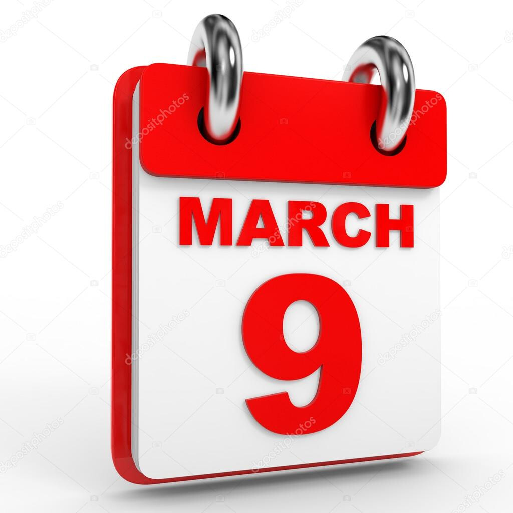 9 March Calendar On White Background Stock Photo ICreative3D 95749960