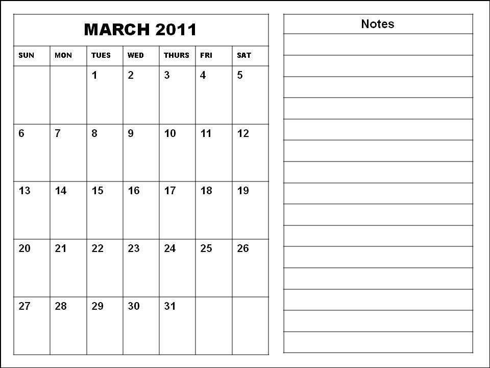 Bakpo Toki Blank March Calendar