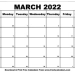 Blank Printable March 2022 Calendars