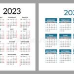 Calendar 2023 Year Set Vector Template Collection Ready Design Week