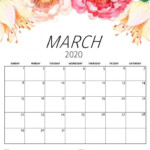 Cute March 2020 Floral Calendar Calendar Printables Calendar