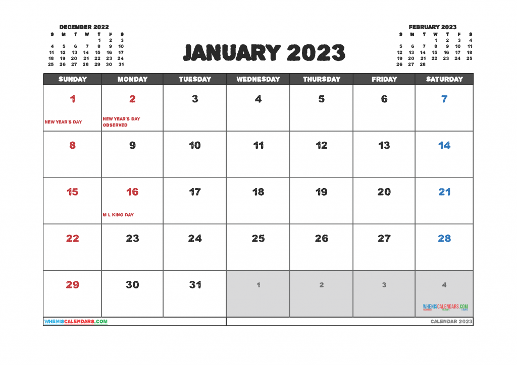 December 2022 And January 2023 Calendar Excel