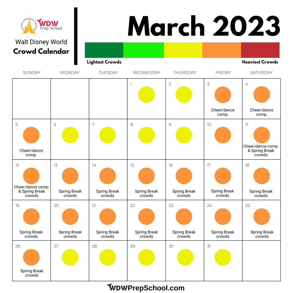 Disney World 2023 Crowd Calendar best Times To Go