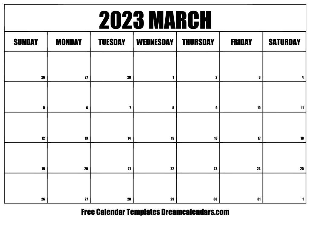 Download Printable March 2023 Calendars