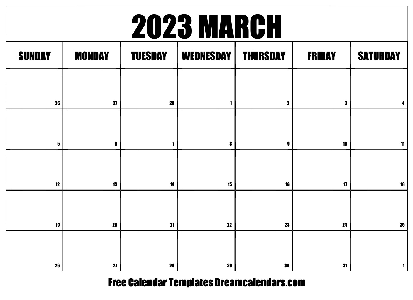 Download Printable March 2023 Calendars