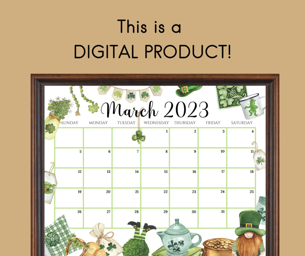 EDITABLE March 2023 Calendar Happy St patrick s Day 2023 Etsy Canada