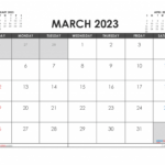 Free Printable Calendar 2023 March With Holidays PDF Landscape