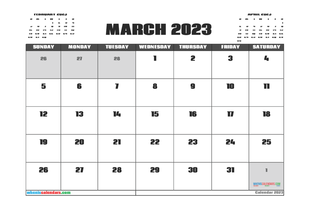 Free Printable March 2023 Calendar 12 Templates