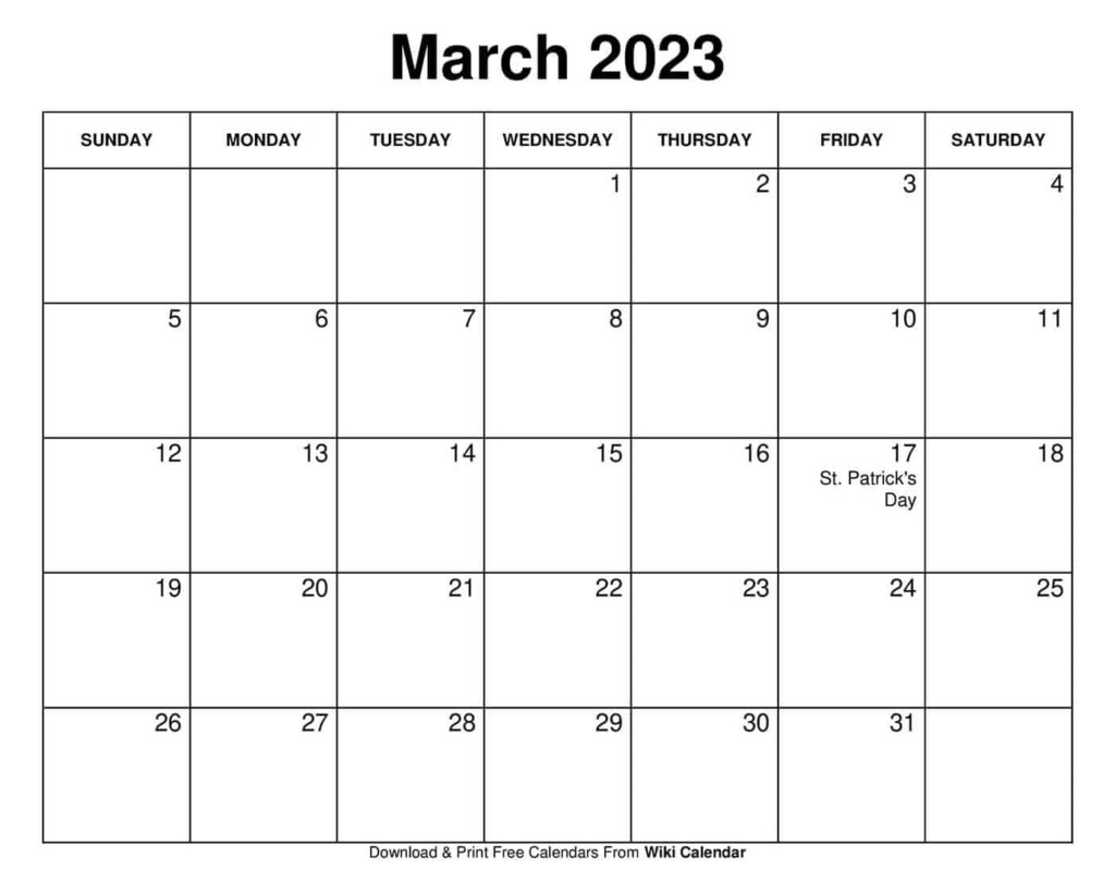 Free Printable March 2023 Calendar Templates With Holidays Wiki Calendar