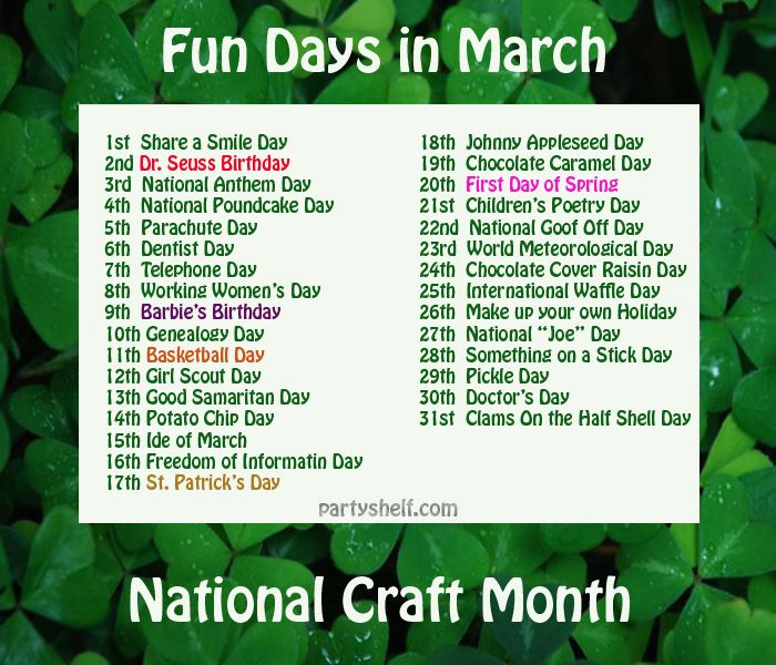 Fun Days And Holidays To Celebrate In March holidays march 