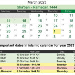 Islamic Calendar 2023 March SEG