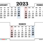 January February March 2023 Free Printable Quarterly Calendar