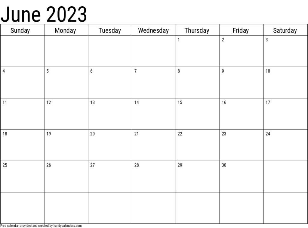 June 2023 Calendar With Holidays Handy Calendars