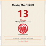 March 13 2023 Almanac Calendar Auspicious Inauspicious Events And