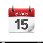 March 15 Vector Flat Daily Calendar Icon Date And Time Day Month