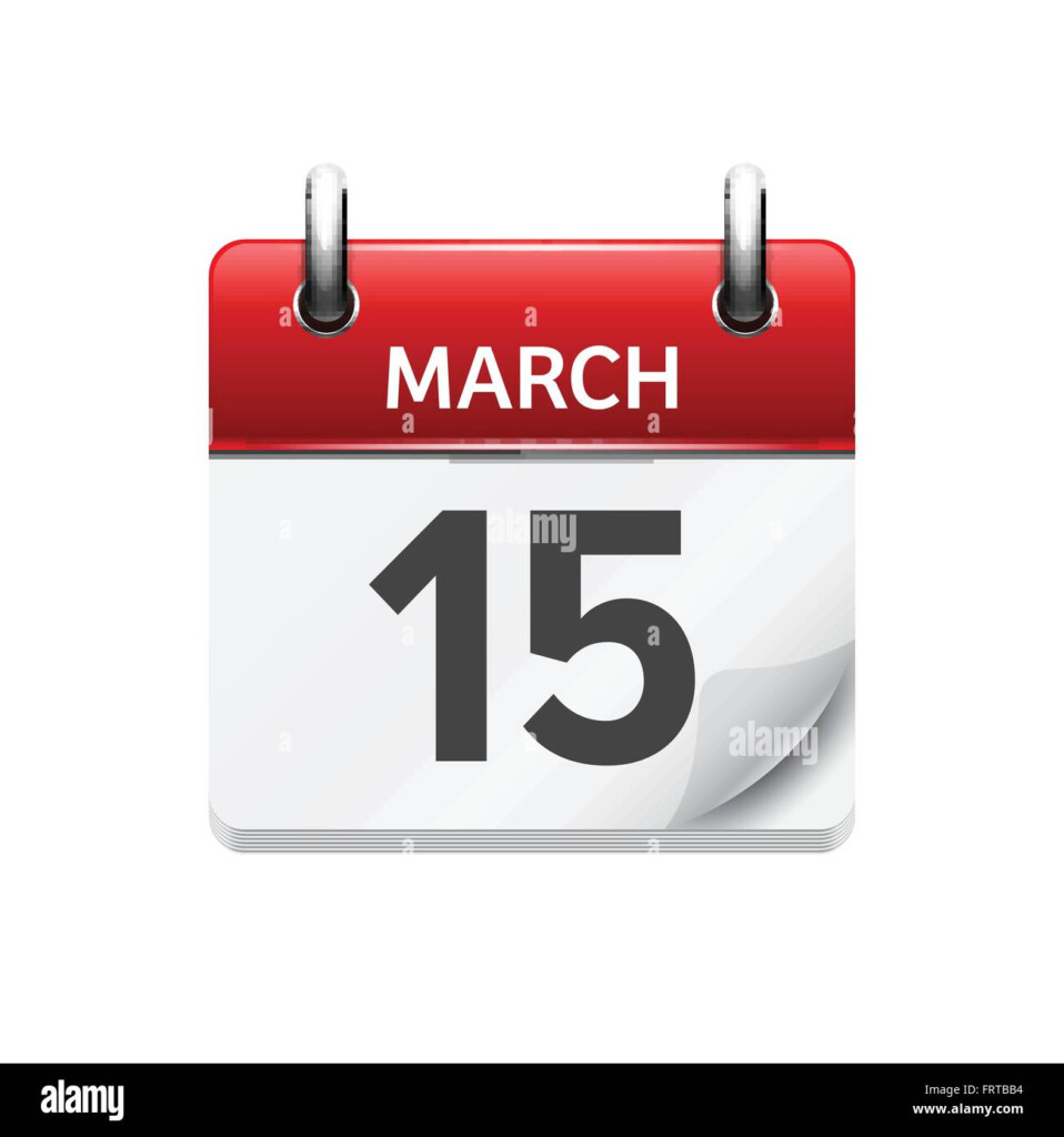 March 15 Vector Flat Daily Calendar Icon Date And Time Day Month 