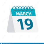 March 19 Calendar Icon Vector Illustration Of One Day Of Month