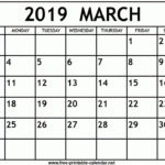 March 2019 Calendar Excel March Calendar Printable Printable