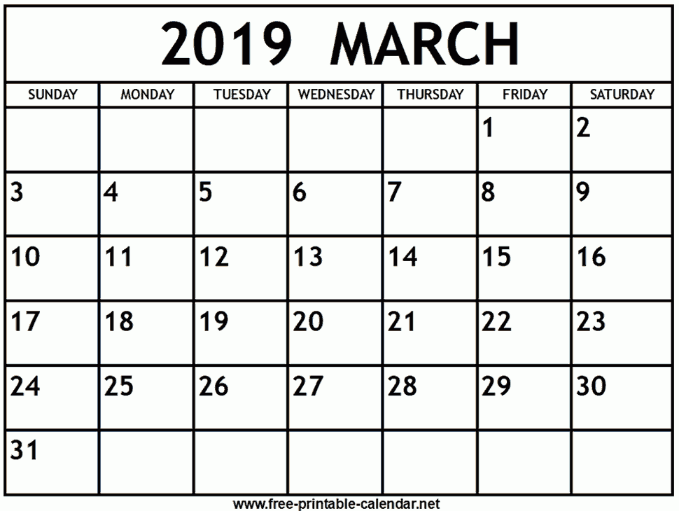 March 2019 Calendar Excel March Calendar Printable Printable 