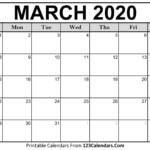 March 2020 Printable Calendar 123Calendars