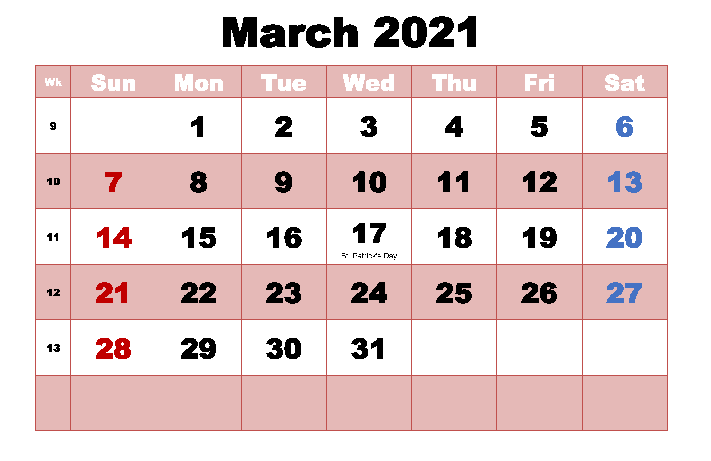 March 2021 Calendar Cute Calendar Template 2021 Calendar March