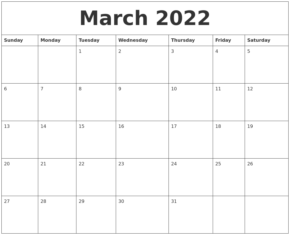 March 2022 Calendar April 2022 Calendar