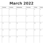 March 2022 Calendar April 2022 Calendar