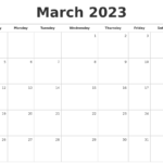 March 2023 Blank Monthly Calendar