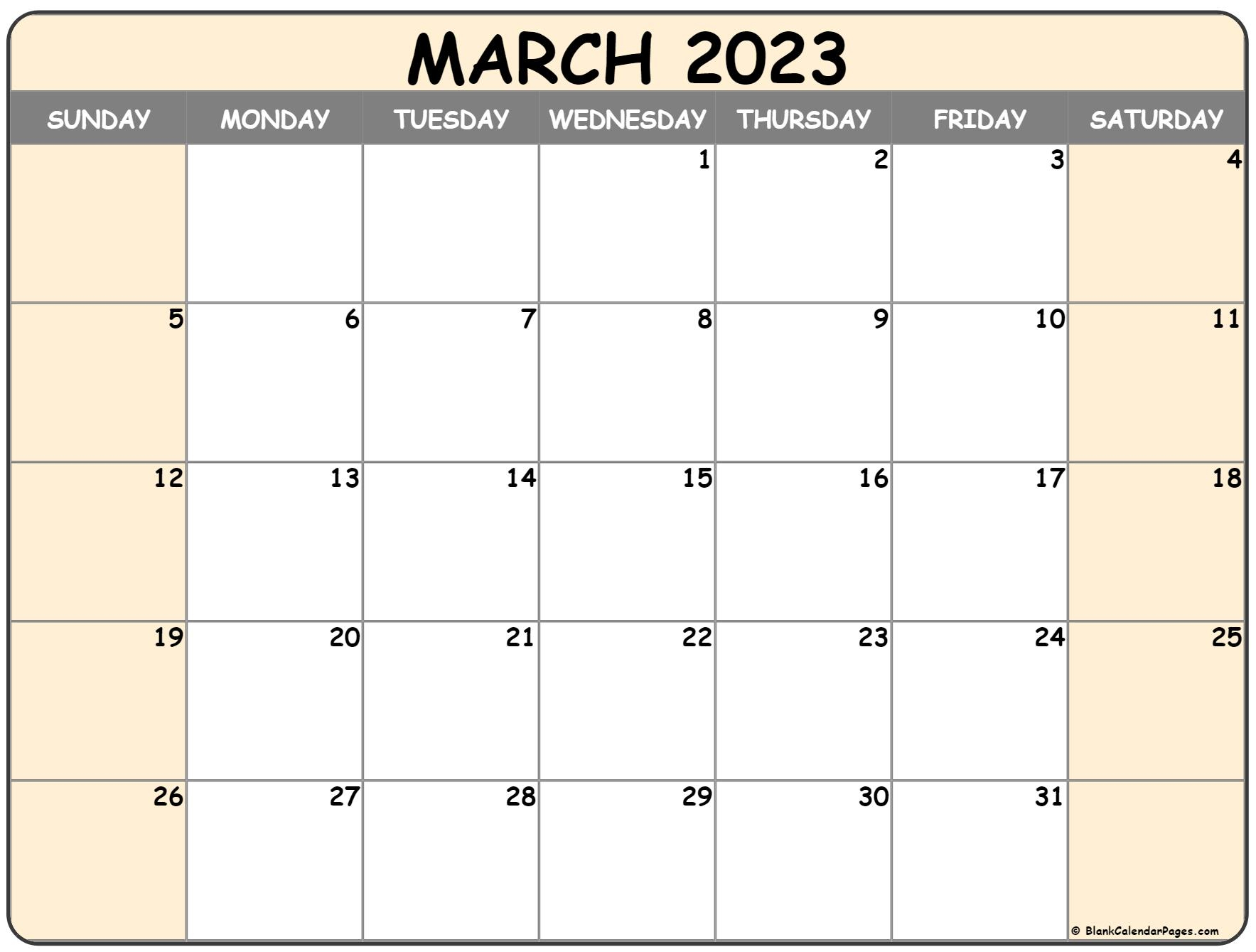 March 2023 Calendar Free Printable Calendar