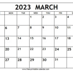 March 2023 Calendar Free printable calendar