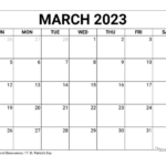 March 2023 Calendar Free Printable With Holidays