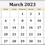 March 2023 Calendar Printable Printable Word Searches