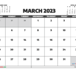 March 2023 Calendar Printable Printable Word Searches