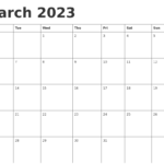 March 2023 Calendar Template