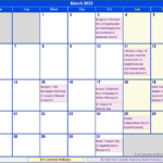 March 2023 EU Calendar With Holidays For Printing image Format