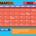 March 2023 Monthly Calendar Template Google Docs Illustrator Word