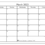 March 2023 Printable Calendar 501MS Michel Zbinden ZA