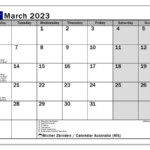 March 2023 Printable Calendar 62MS Michel Zbinden AU