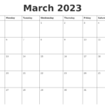 March 2023 Weekly Calendars