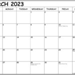 March 2023 With Holidays Calendar