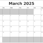 March 2025 Blank Printable Calendar