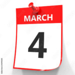 March 4 Calendar On White Background Photo Libre De Droits Sur La