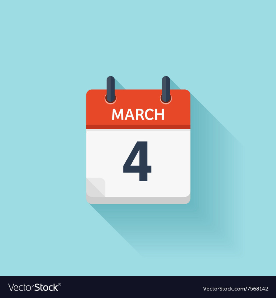 March 4 Flat Daily Calendar Icon Date And Vector Image